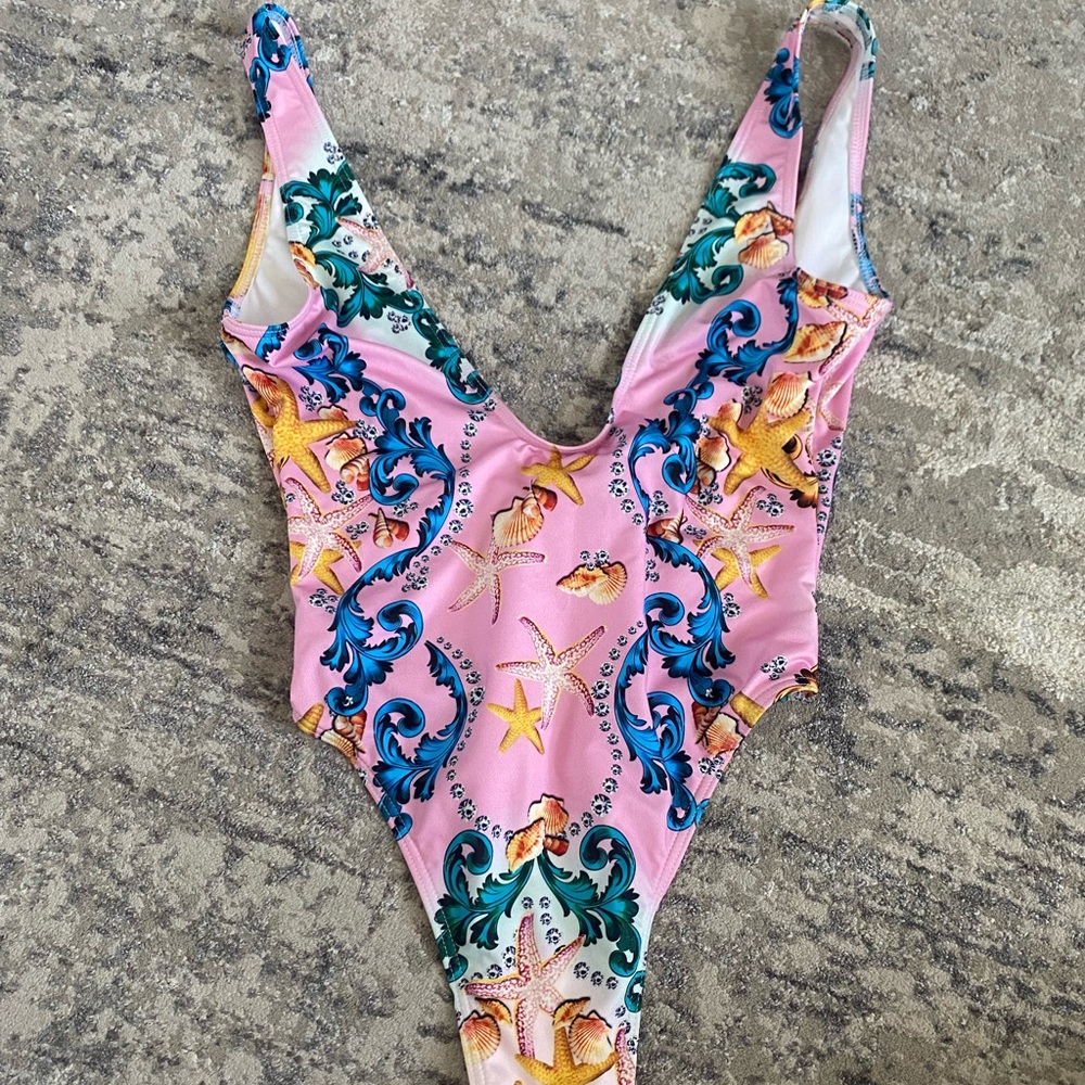 Pink one piece swimsuit